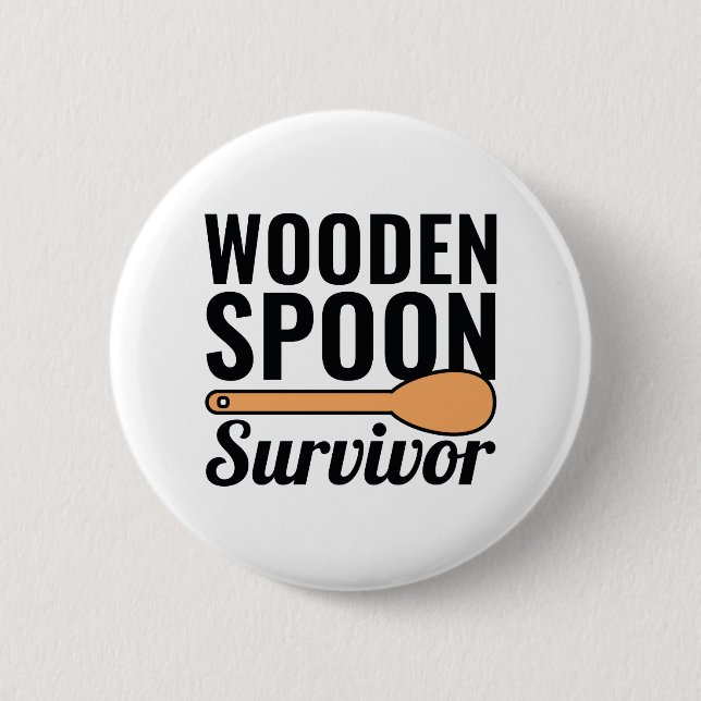 Wooden Spoon Survivor Button (Front)
