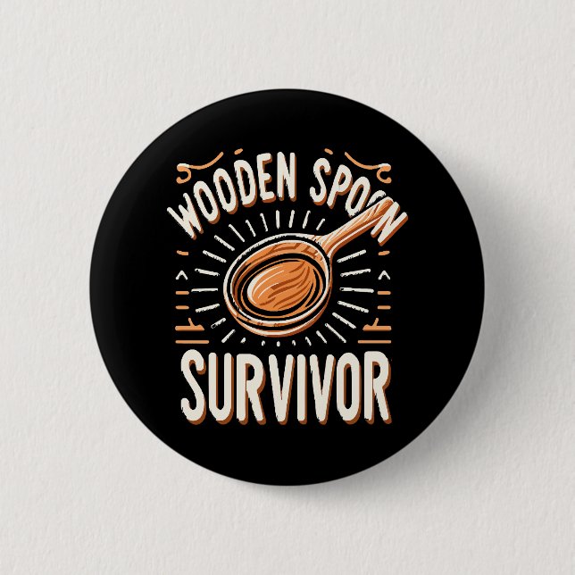 Wooden spoon Survivor Button (Front)