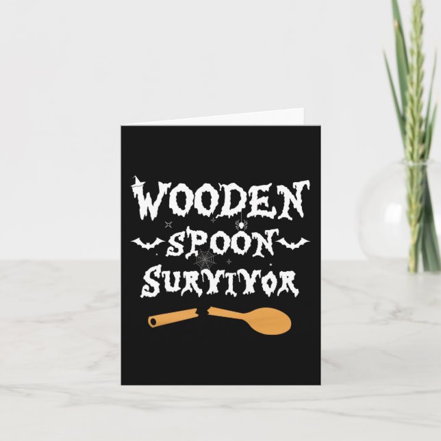 Wooden Spoon Survivor Funny  Halloween Costume Men Card (Front)