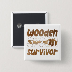 Wooden Spoon Survivor Funny Italian Fun Expression Button