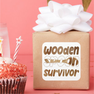 Wooden Spoon Survivor Funny Italian Fun Expression Square Sticker