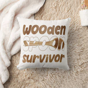 Wooden Spoon Survivor Funny Italian Fun Expression Throw Pillow