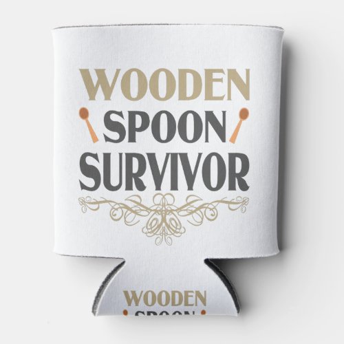 Wooden Spoon Survivor Funny Retro Vintage Can Cooler