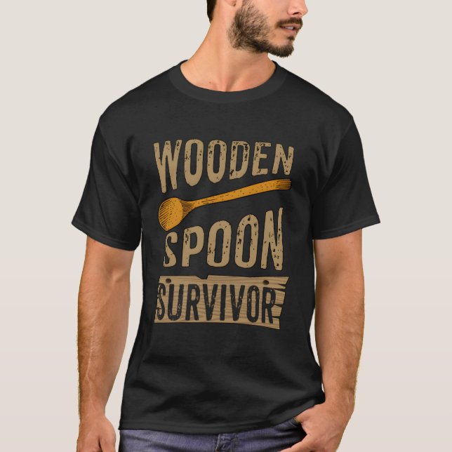 Wooden Spoon Survivor Funny Spanking Discipline T-Shirt (Front)