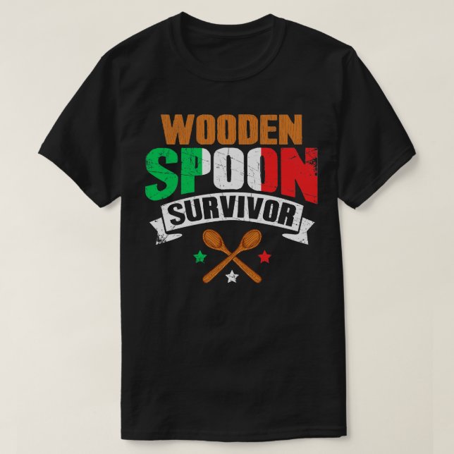 Wooden Spoon Survivor Italian T-Shirt (Design Front)