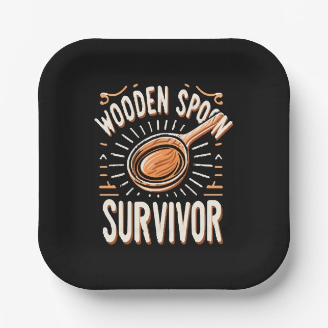 Wooden spoon Survivor Paper Plates (Front)