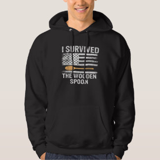 Wooden Spoon Survivor Retro Adult  Sarcastic Hoodie