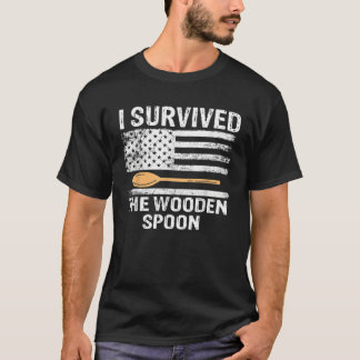 Wooden Spoon Survivor Retro Adult  Sarcastic T-Shirt