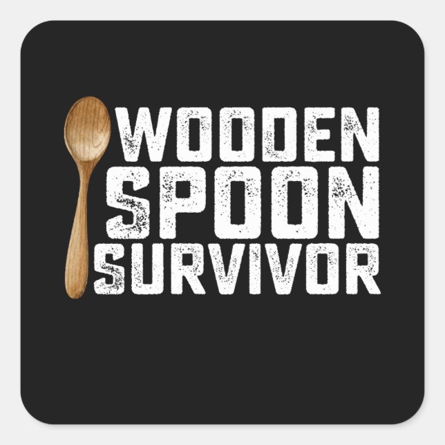Wooden Spoon Survivor Square Sticker (Front)