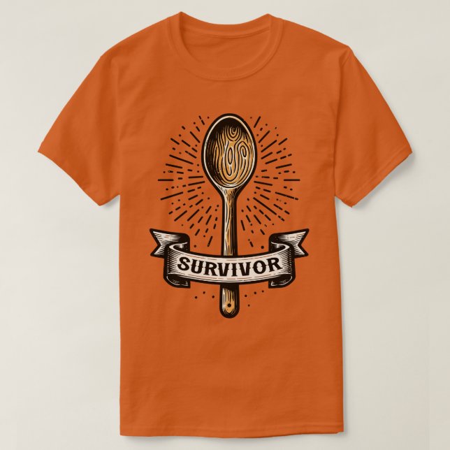 Wooden Spoon Survivor T-Shirt (Design Front)