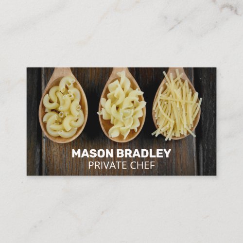 Wooden Spoons with Pasta on Table Business Card