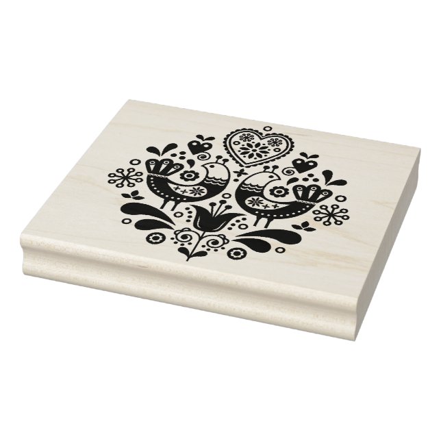 Wooden Stamp - Scandinavian Folk Art Pattern Birds (Stamp)