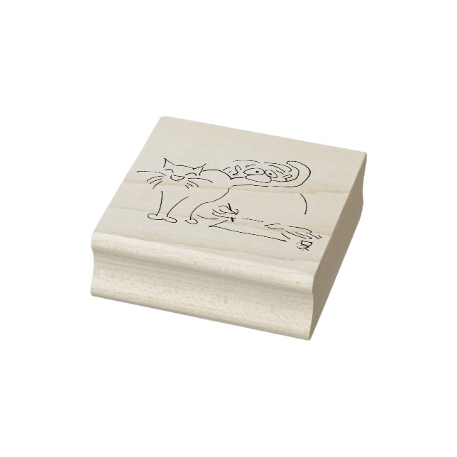 wooden stamp with cat cartoon "Cat sympathy" (Stamp)