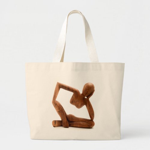 Wooden statue large tote bag