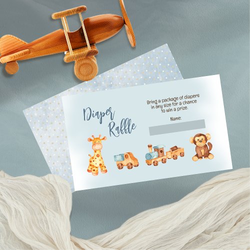 Wooden Stuffed Toys Boy Baby Shower Diaper Raffle Enclosure Card