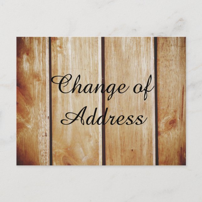 Wooden stylish Change of address Announcement Post (Front)