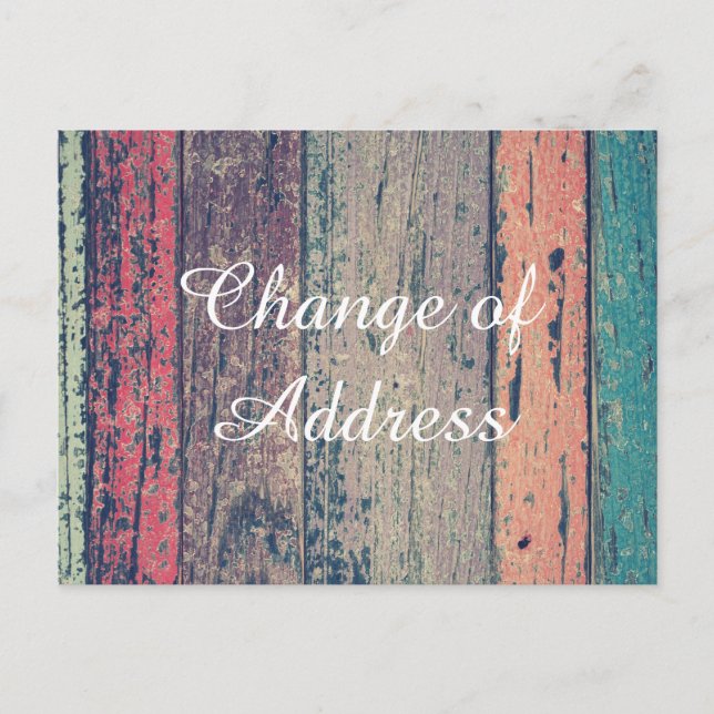 Wooden stylish Change of address Announcement Postcard (Front)