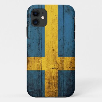 Wooden Sweden Flag Iphone 11 Case by FlagWare at Zazzle