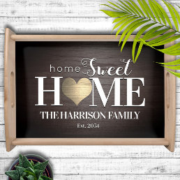 Wooden Sweet Home Family Name Serving Tray
