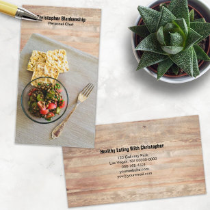Wooden Table Place Setting Personal Chef Business Card
