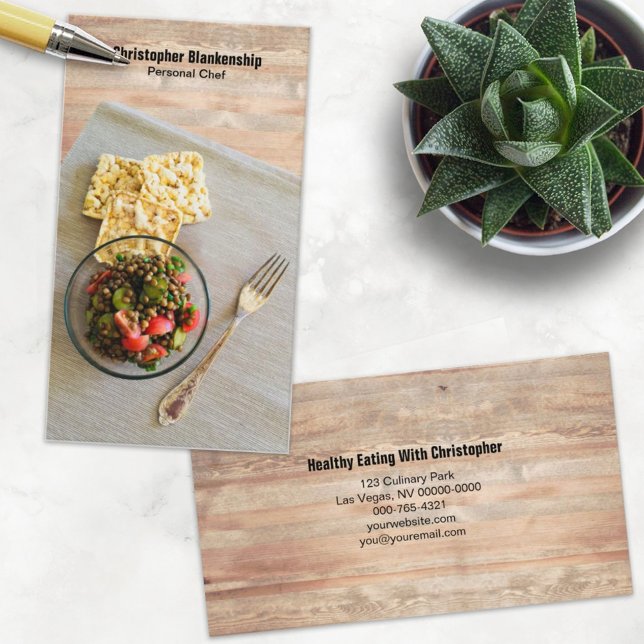 Wooden Table Place Setting Personal Chef Business Card (Creator Uploaded)
