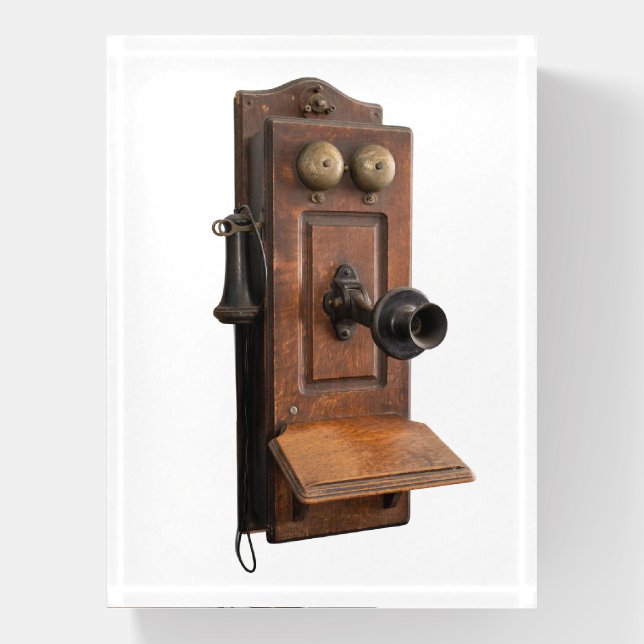 Wooden Telephone Paperweight (Vertical)
