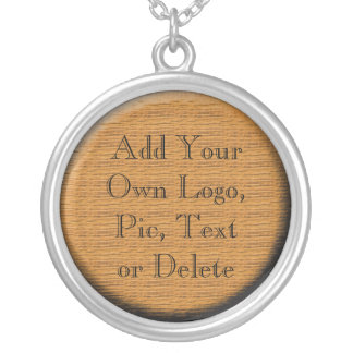 Wooden Template Round Sterling Silver Necklace