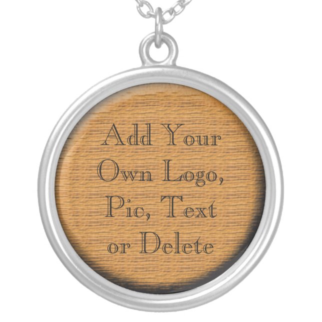 Wooden Template Round Sterling Silver Necklace (Front)