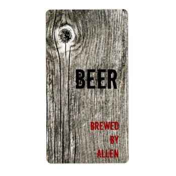 Wooden Texture Beer Bottle Label by myworldtravels at Zazzle