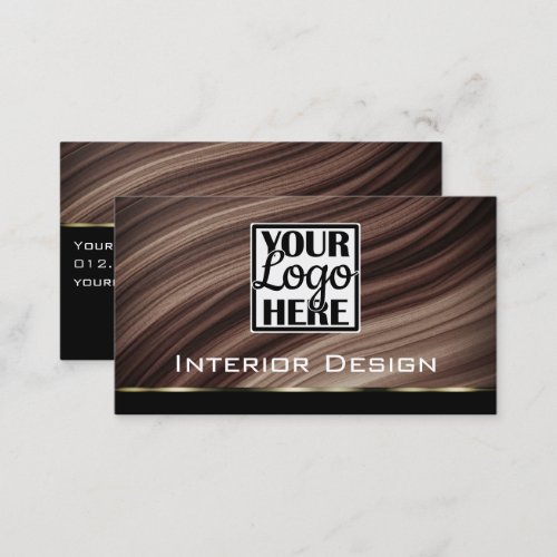 Wooden Texture Boards Wavy Wood Grain Logo Business Card