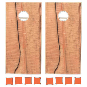Wooden texture cornhole set