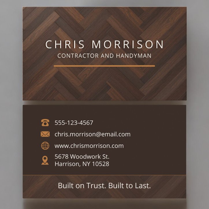 Wooden Texture Handyman General Contractor Business Card