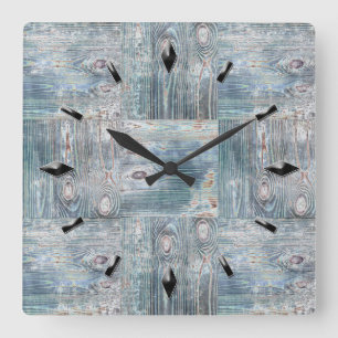 Wooden textured patches elements design natural wo square wall clock