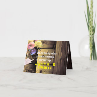 wooden textured unique wedding invitation