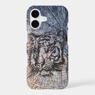 Wooden Tiger Blue iPhone 17 Case