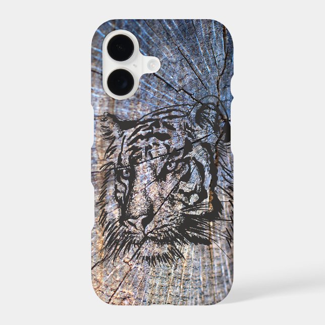 Wooden Tiger Blue Case-Mate iPhone Case (Back)