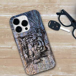 Wooden Tiger Blue Case-Mate iPhone 14 Pro Case