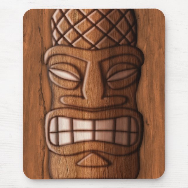 Wooden Tiki Mask Mouse Pad (Front)