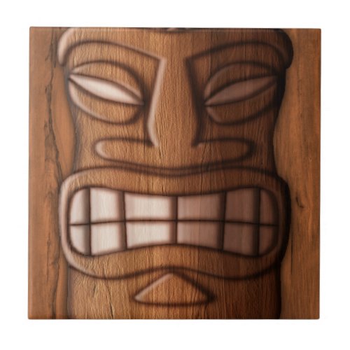 Wooden Tiki Mask Tile