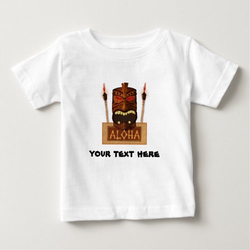 Wooden Tiki Mask Vintage Retro Aloha Hawaiian Baby T_Shirt