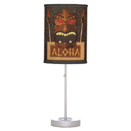 Wooden Tiki Mask Vintage Retro Luau Hawaiian Style Table Lamp