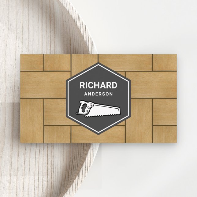Wooden Tiles Flooring Custom Wood Works Carpenter Business Card (Creator Uploaded)