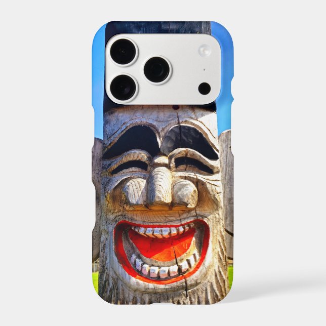 Wooden totem teeth laughing face photo bold funny Case-Mate iPhone case (Back)