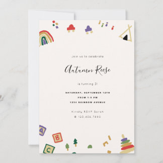 Wooden Toys Kids Birthday Invitation