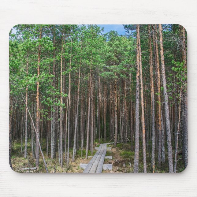 Wooden trail in pine forest mouse pad (Front)