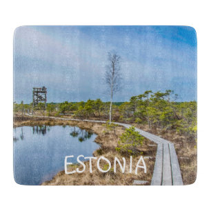 Wooden trail over swamp in Estonia Cutting Board