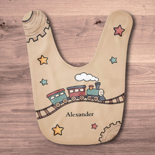 Wooden Train Baby Bib