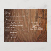 Wooden Tree Carved Heart Rustic Wood Wedding RSVP Invitation Postcard (Back)