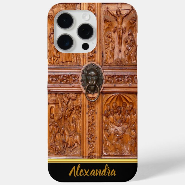Wooden tree door with with a lion knocker Case-Mate iPhone case (Back)