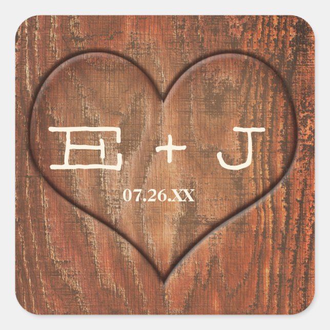 Wooden Tree Trunk Carved Heart Rustic sticker (Front)